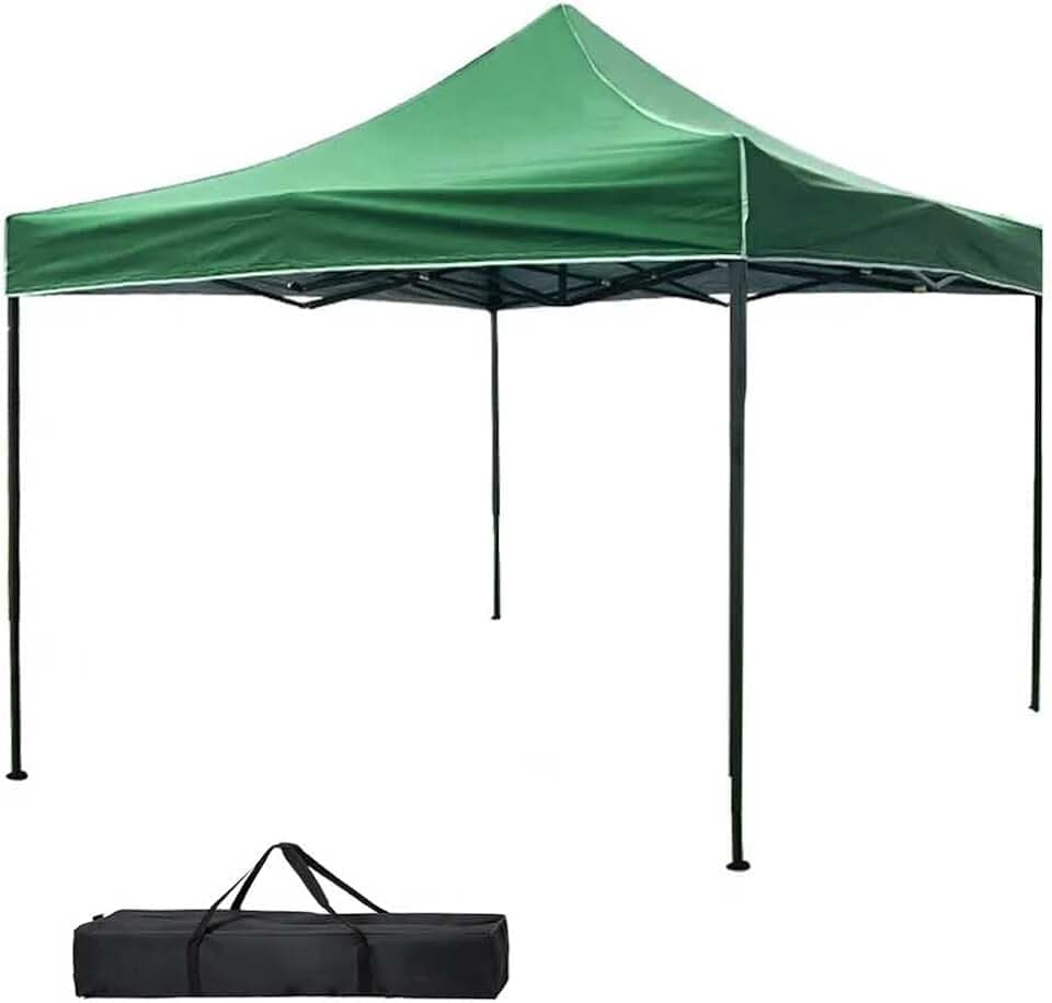 BAKAJI Pavillon, 3 x 3 m, faltbar, Polyester-Stoff, wasserdicht, Metallrahmen, verschließbar, mit Akkordeon, tragbar, Markt, Garten und Transportbeutel (Grün)