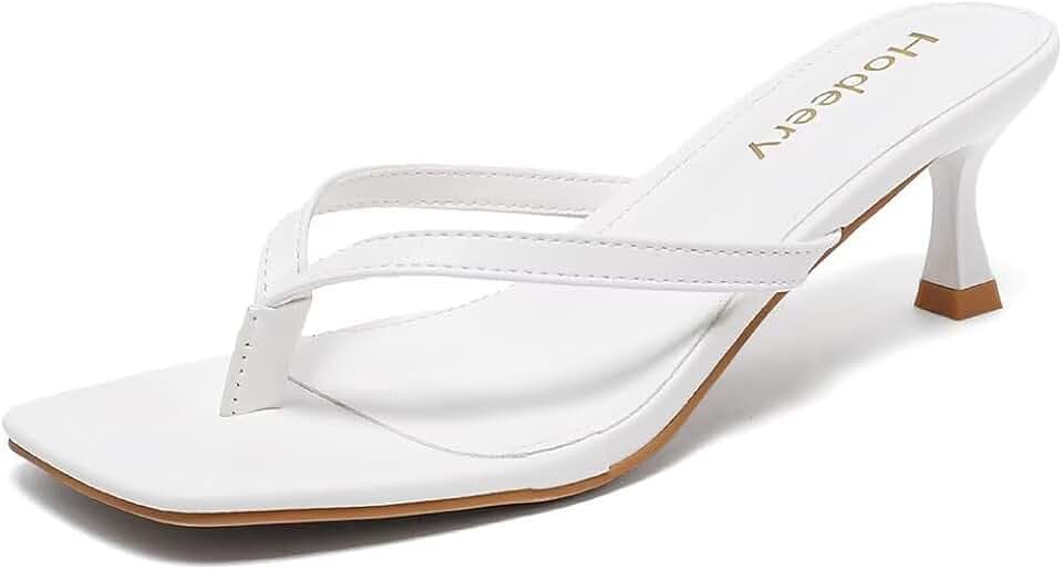 Women's Kitten Heels Thong Sandals Open Square Toe Flip Flop Low Heels 2.5 Inch Slip On Sexy Women Dressy Slide Shoes for Casual
