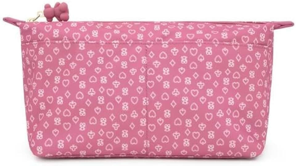 TOUS Bear Anniversary Organizer-Tasche, Dunkelrosa, mit Fächern, Reißverschluss, Maße: 18 x 34,5 x 12 cm.