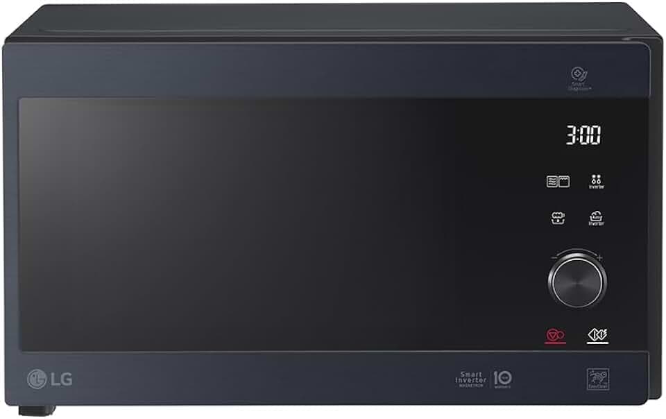 LG MH6565CPB Mikrowelle mit Grill (25 L, 1.000 W) mit Smart Inverter, Quarzgrill, Infrared Heating, EasyClean, Schwarz