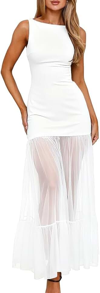 LAGSHIAN Women's Sleeveless Backless Bodycon Evening Maxi Dress