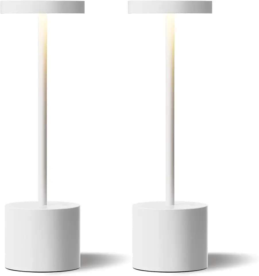 Kakanuo White Cordless Lamp Set, Rechargeable Lamp, 3 Color Temperature, LED Outdoor Wireless Lamps, Battery Operated Lamps, Stepless Dimmable, Touch Control