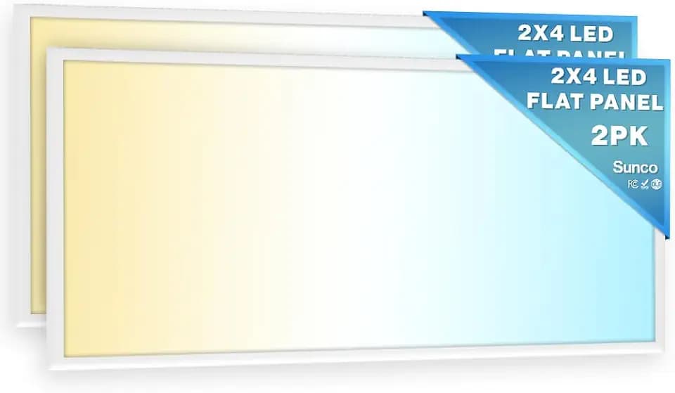 Sunco 2 Pack 2x4 LED Flat Panel Lights 3CCT Selectable, 30-50W, Dimmable