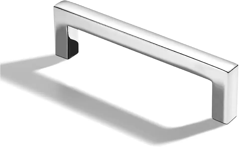 khtumeware 10 Pack 5 inch(128mm) Hole Center Polished Chrome Cabinet Pulls Solid Heavy-Duty Square Cabinet Handles Drawer Pulls Kitchen Cabinet Hardware Kitchen Handle