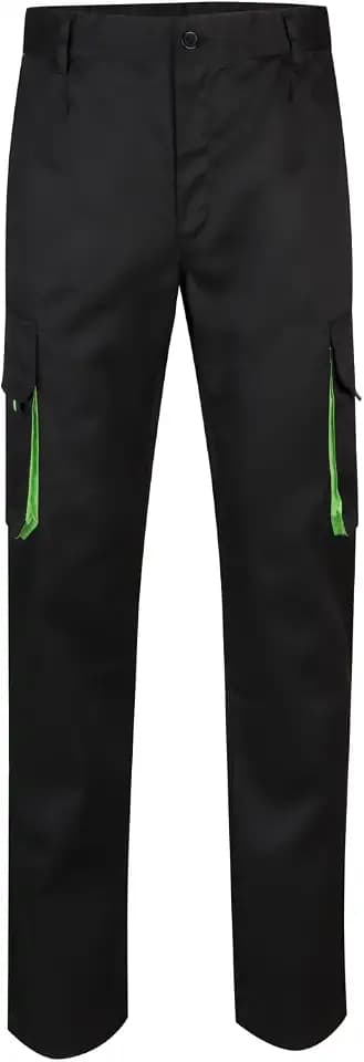 VELILLA 103004 Arbeitshose - Schwarz und Limettengrün - Größe 42