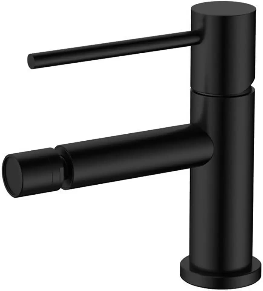 ZUÑA Bidet-Wasserhahn mit rundem Design, aus Messing, mattschwarz, inklusive Beschlägen, Schläuchen und Kartusche