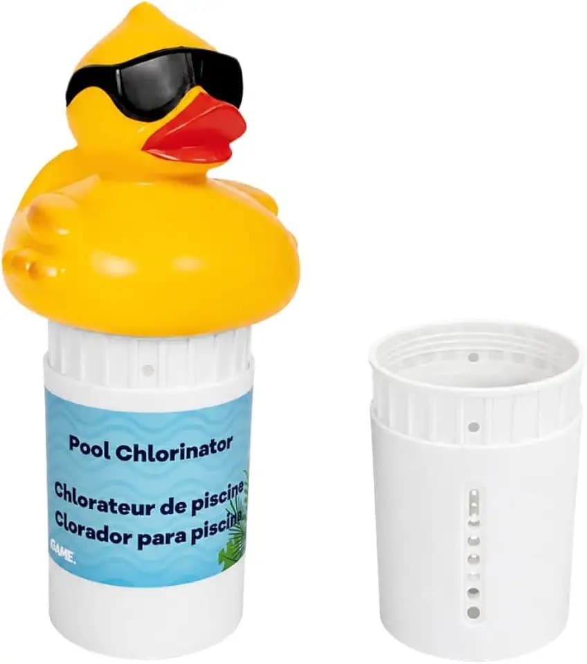 GAME 4002 Derby Duck, 3 Inch Chlorine, Five Tablet Capacity Above-or Inground Pool Use, Adjustable Dispensing Rate