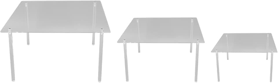 Tortenständer, 3 Stück Quadratisch Durchsichtiger Acryl-Tortenständer, Kuchenbasis Wiederverwendbar für Gestufte Gestapelte Kuchen, Acryl-Cupcake-Ständer Für Kuchen, Pizza, Dessert