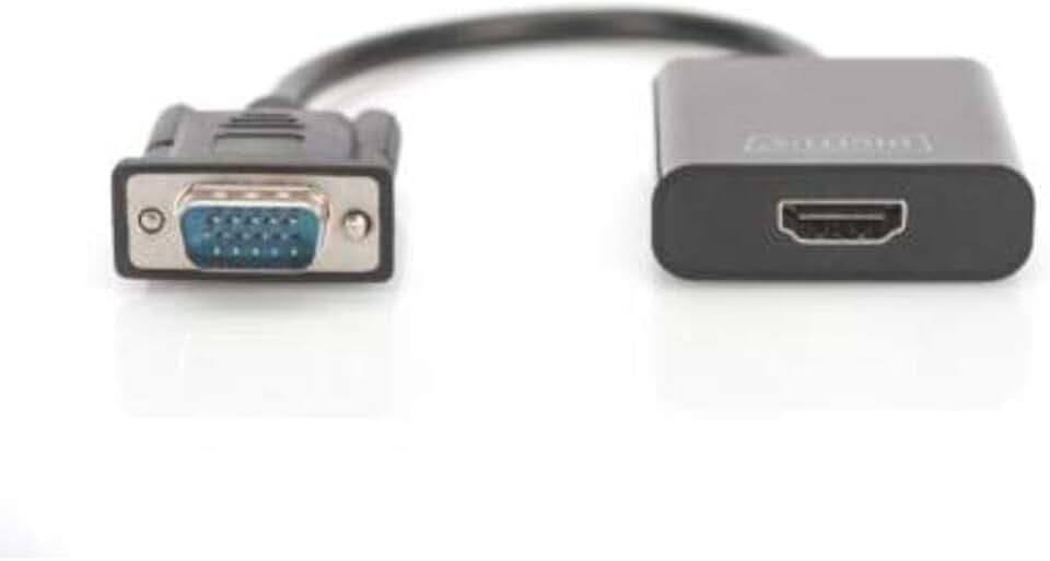 DIGITUS VGA Grafik Audio Adapter, VGA + 3.5mm Klinke zu HDMI, Full HD 60Hz, 1920 x 1080 Pixel, Schwarz