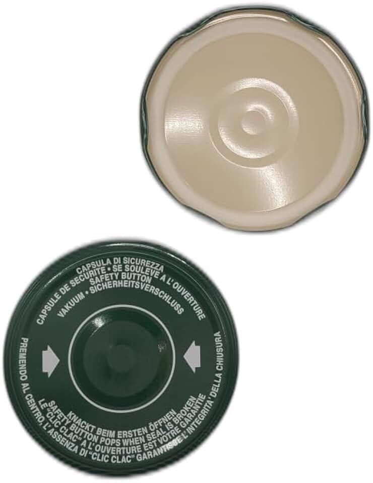 Twist-Off-Kapseln mit Klappdeckel, Durchmesser 53 mm, mit zentralem Knopf, für Gläser aus Glas, Deckel für Marmeladen, Tomaten, Konfitüren (50)