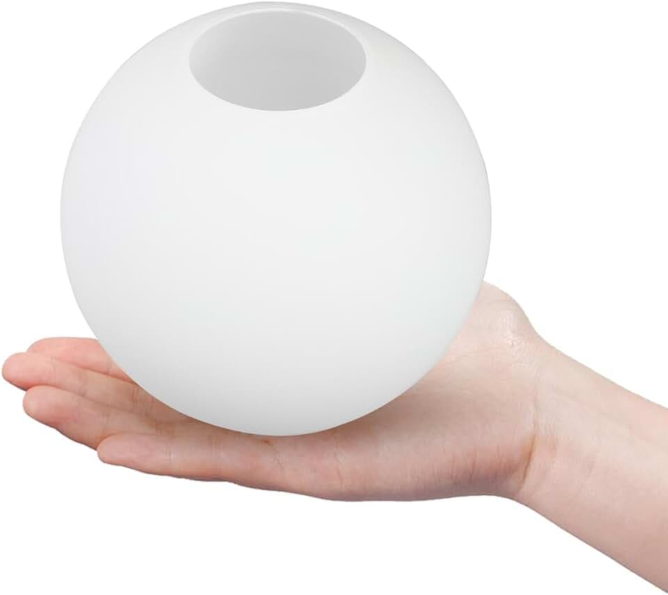 Hemobllo Milchglas Lampenschirm Kugel 12 cm Ø, blendfreie Lichtverteilung, Fingerabdruck-resistent, einfache Montage, Ersatz für Hängelampe & Deckenleuchte, für Wohn-, Schlaf- & Esszimmer
