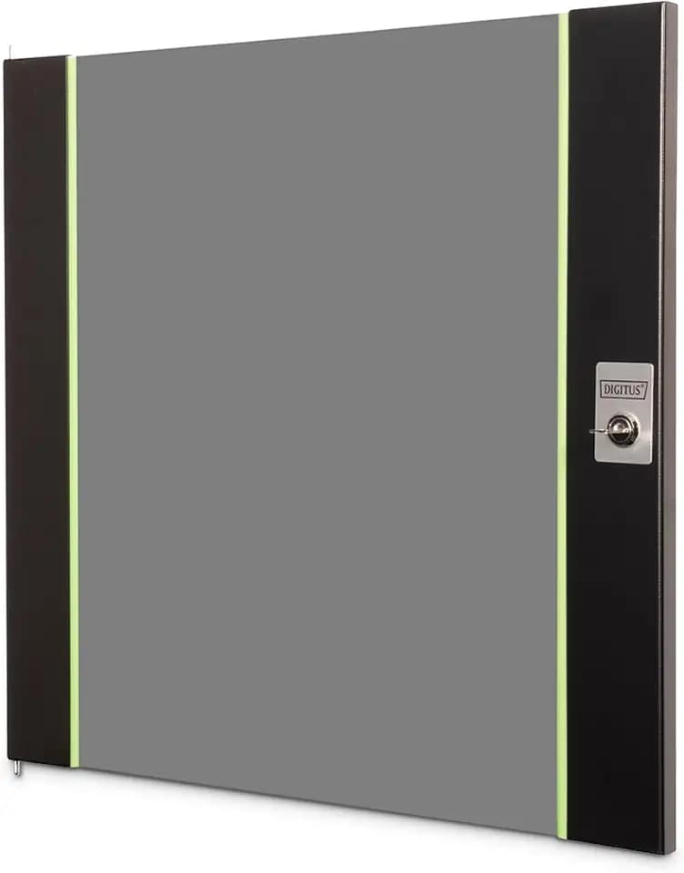 DIGITUS Glas-Ersatztür für Unique Netzwerkschrank – 12 HE – passend für DN-19 12-U-SW, DN-19 12U-6/6-SW, DN-19 12-U-3-SW – mit Schloss und Schlüssel – Sicherheitsglas – Schwarz