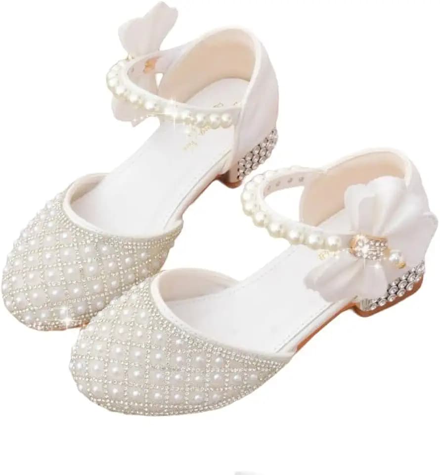 Girls Sandals Glitter Wedding Party Princess Dress Shoes Flower Girl Low Heel Mary Jane Pumps for Toddler/Little Kids