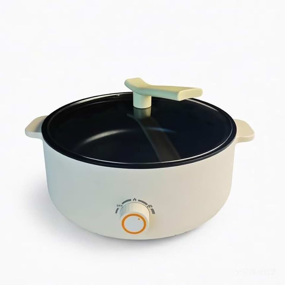 Electric Hot Pot 5L, Non-Stick, Precise Heat Control, Low & High Heat Settings, Glass Lid