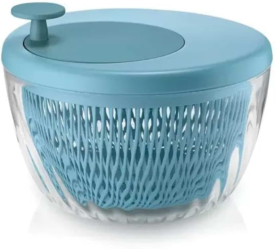 Guzzini - Kitchen Active Design, SPIN&STORE Salatschlüder mit Deckel - Azur Matt, Ø26 x h19 cm | 4000 cc - 170900134