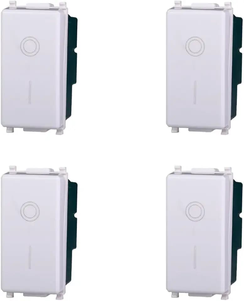 Elektronova Zweipoliger Schalter 2P 16A weiß kompatibel Vimar Plana Kit 4 Stück 0402