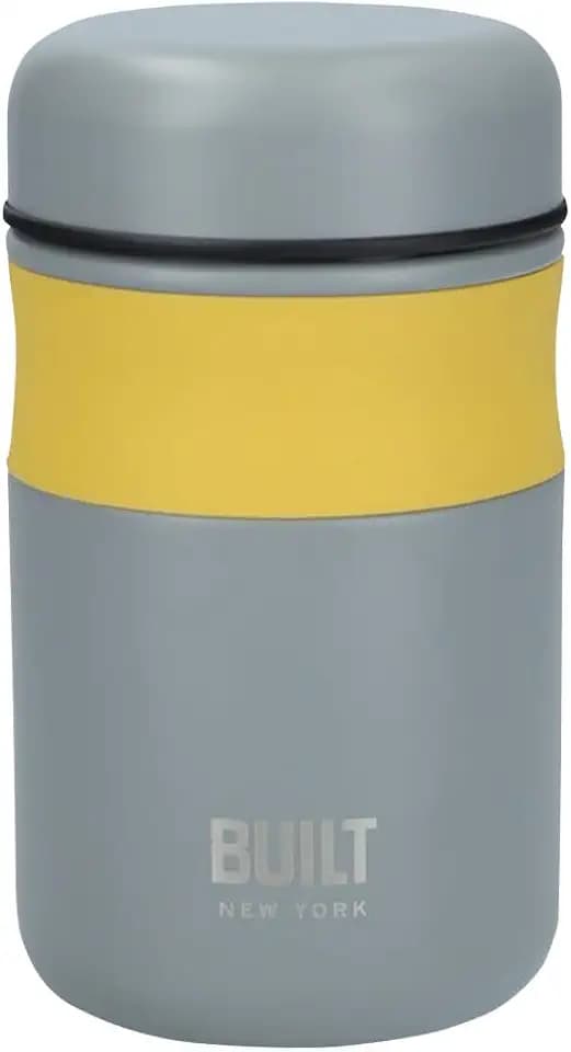 BUILT Doppelwandiger, Vakuumisolierter Lebensmittelbehälter für Warme und Kalte Speisen, Edelstahl, Grau, 490 ml