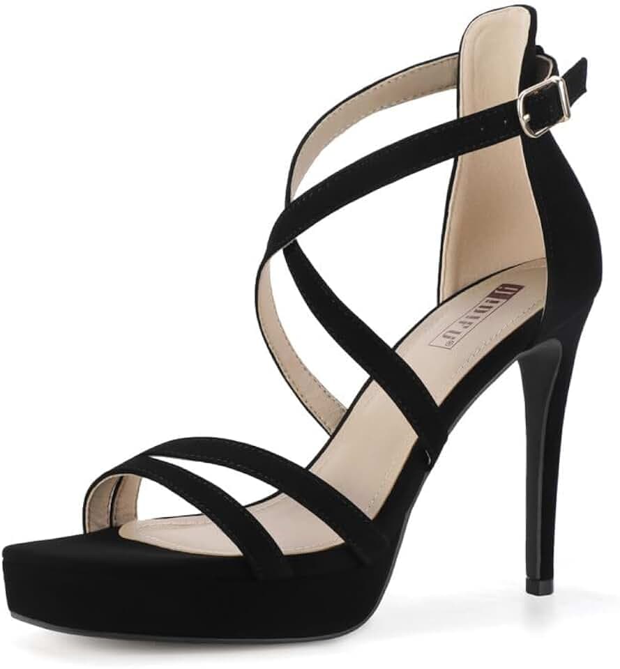 IDIFU IN4 Platform High Heels for Women Strappy Heeled Sandals Square Toe Heels Stiletto Heels Women's Wedding Party Bridal Sexy Dress Shoes Open Toe Heels