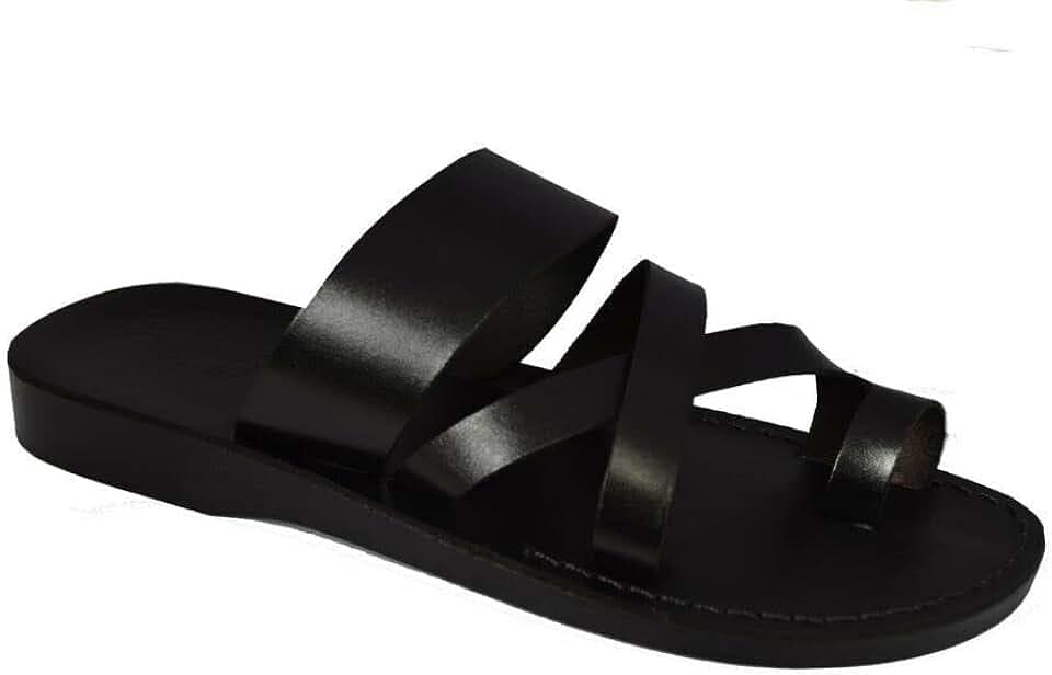 Men's Biblical Jesus Sandals Natural Genuine Camel Leather Toe Loop Handmade From Jerusalem Flip Flops Brown Black Holy Land