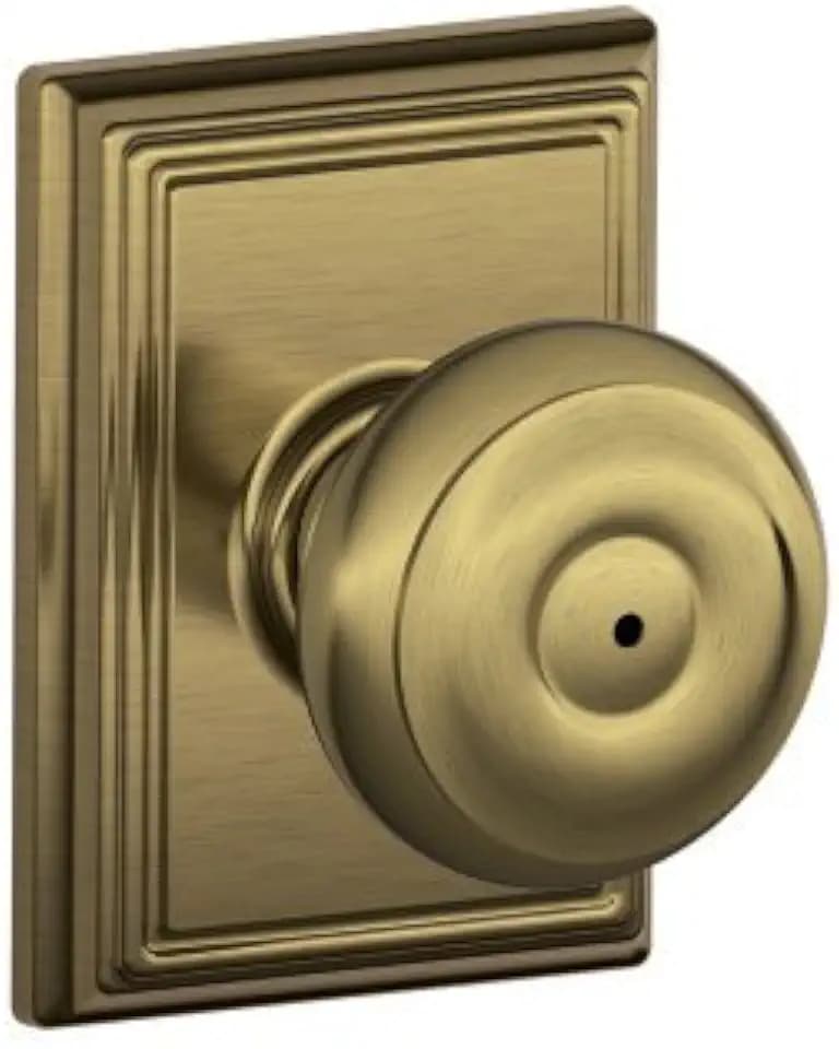 SCHLAGE Georgian Bed/Bath Privacy Door Knob with Lock, Antique Brass
