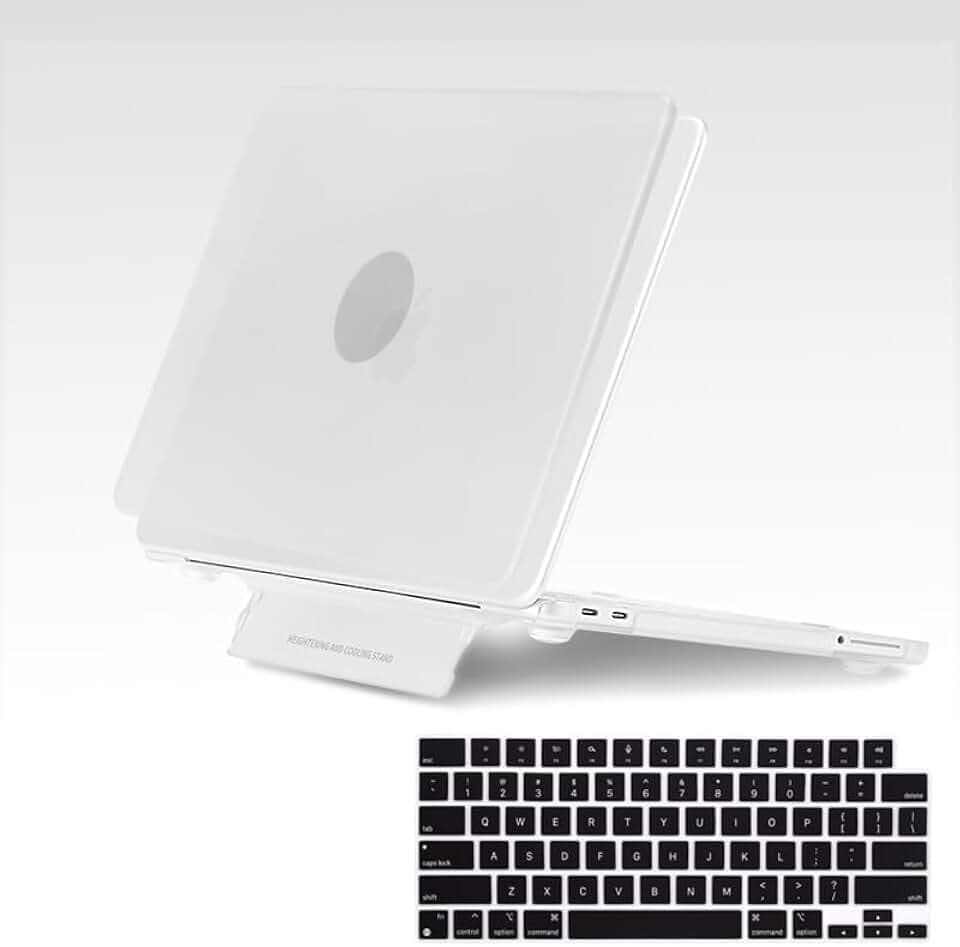 Laptop Cover for MacBook Neo 13" Shell Case 2026 (A18PRO) A3404, Anti-Fingerprint Shockproof PC Protective Cover with Invisible Folding Stand and Black Silicone Keyboard Cover, Matte Clear