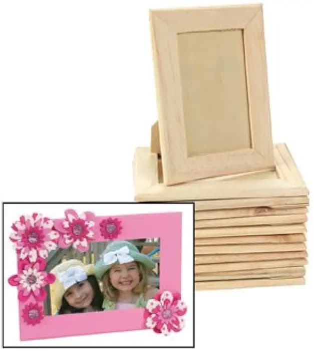 Fun Express Wooden Picture Frames, Unfinished Wood, 5x7, Set of 12