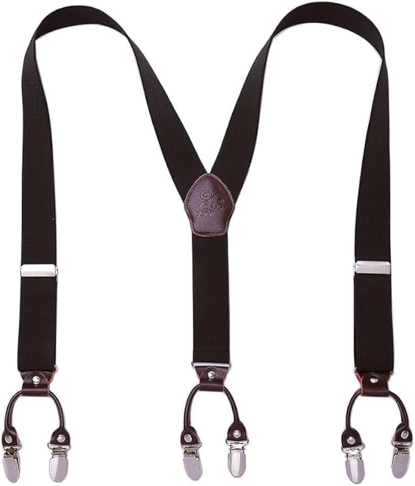 Rindsleder Hosenträger für Herren Breit Y Style 3.5 CM Mit Sehr 6 Starke Metall Clip Durable Elastic Verstellbare Hosenträger Geschenkbox für Herren und Damen