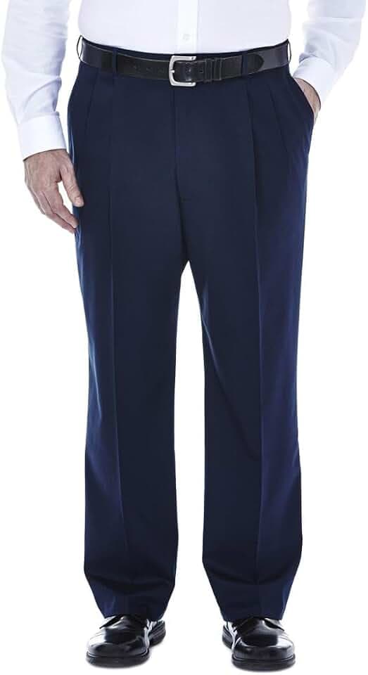 Haggar Men's Big & Tall Classic Fit Premium No Iron Khaki Pleated Pant