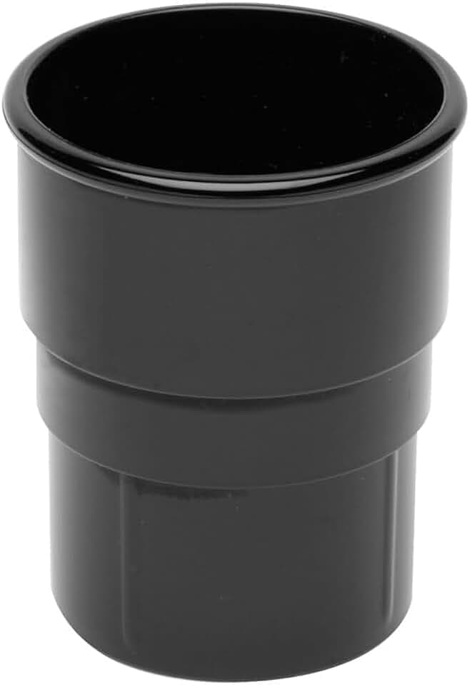 68 mm Fallrohrverbinder für Regenwasser, 2 Stück, 68 mm runde Dachrinnenrohre und Armaturen, Kunststoffabflussrohr, Dachrinnen, Entwässerung (Rohrstutzen) (schwarz)