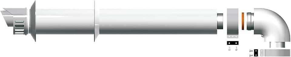 Ariston Horizontales Rauchabluft-Set für Ariston-Kessel, Zubehör für Kessel mit horizontaler Installation, 90-Grad-Winkel und Durchmesser 100 mm und 60 mm, hergestellt für Installation in Spanien