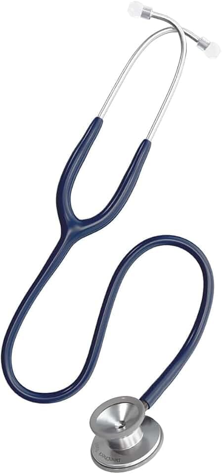 Stethoskop "Lausch" – Doppelkopf-Bruststück, Dickwandiges Einschlauchsystem, Anpassbare Ohrbügel, Inkl. Namensschild & Ersatzteil-Set, Latexfrei, 77 cm, 190 g (Marineblau)