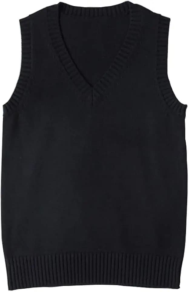 jinghuiyue Women’s V Neck Sweater Vest School Uniform Solid Color Sleeveless Knit Sweaters Pullover Tank Tops