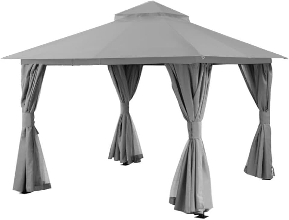 Garden Winds Custom Fit Replacement Canopy Top Cover Compatible with The Lausaint Home GFS005-N02-0 10' x 10' Gazebo - Upgraded Performance RipLock 350 Fabric - Slate Gray