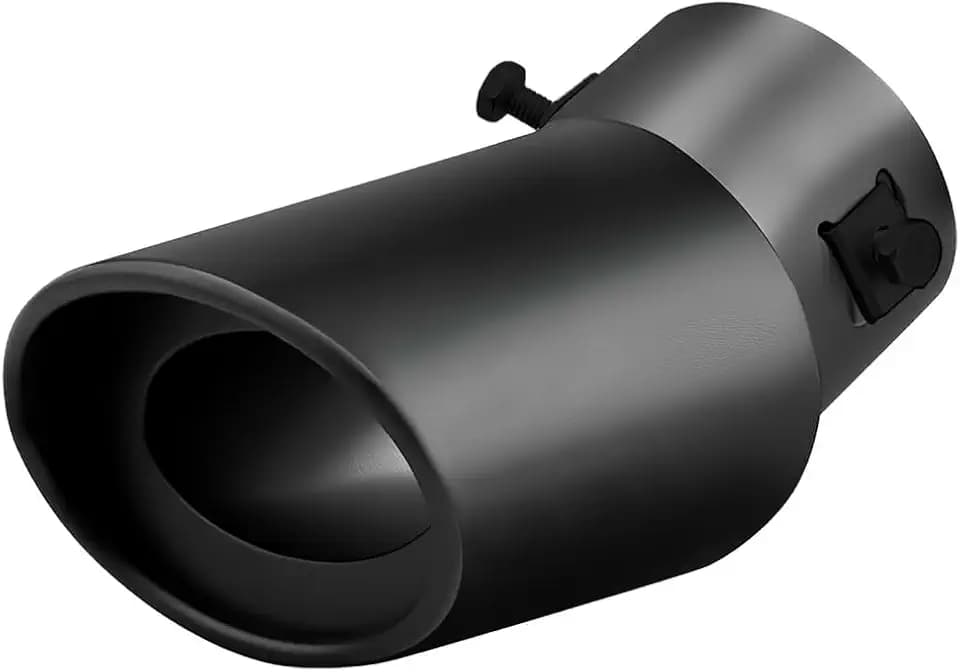 Car Exhaust Tail Pipe Tip, 2.5" Inlet 3.3" Outlet (Black, Bend)
