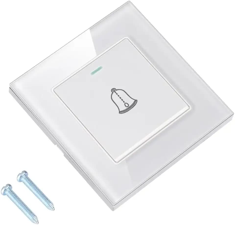 TüRklingelschalter, 86 * 86Mm TüRklingel Druckknopf Schalter Mit Klingel-Symbol Klingeltaster Aufputz Unterputzmontage Taster Unterputz 220~250V TüRklingel Druckknopf GehäRtete Kristallplatte
