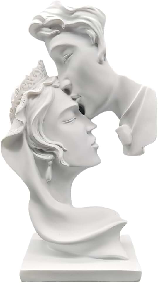 Kiss Statues,Resin Statue Ornaments, Abstract Style Sculptures, Valentine's Day, Living Room Dining Desk Decorations,Bookshelf Decorative Objects,Modern Home Decor(White)
