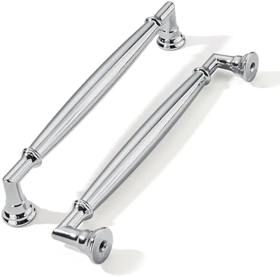 khtumeware 10 Pack 6 Inch(152mm) Polished Chrome Cabinet Pulls Heavy Duty Solid Cabinet Handles Kitchen Cabinet Hardware for Cupboard Drawer Handles