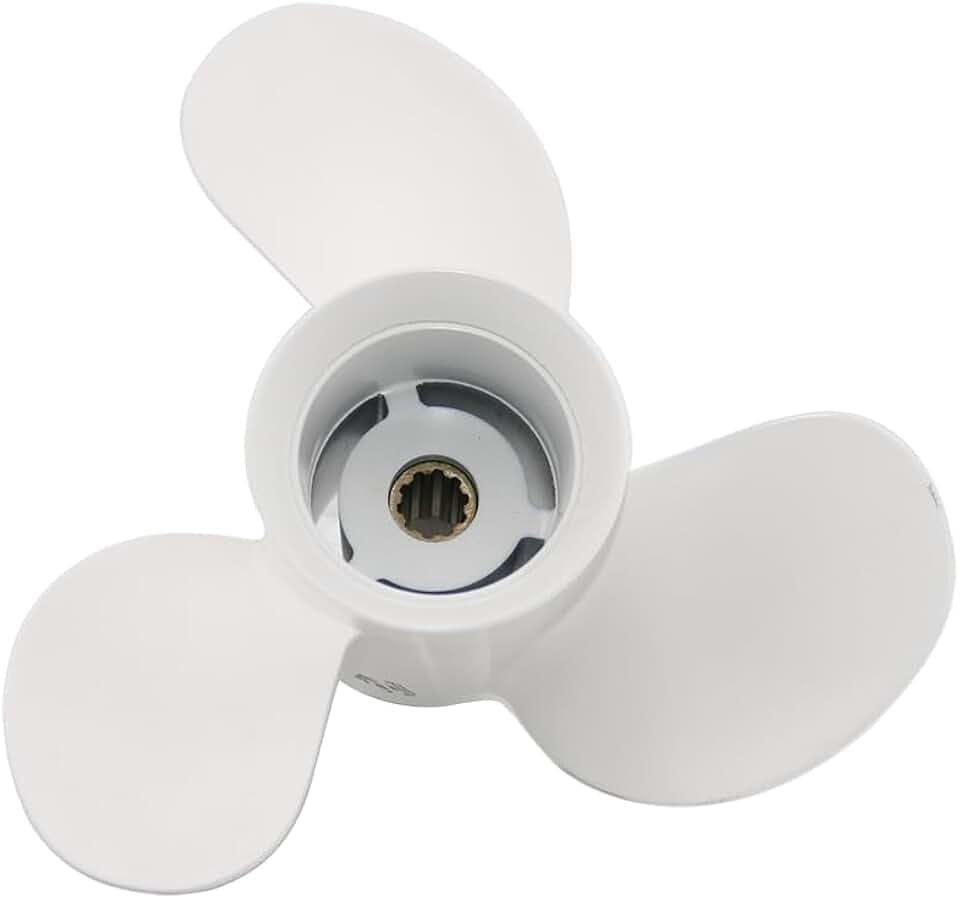 Outboard Propeller 9 7/8x11 1/4 Pitch-F, 10 Tooth compatible with Yamaha F20 F25 25 30 HP Outboard Engines, 9 7/8x11.25p Aluminum Boat Motor Props, OEM No.664-45947-01-00 664-45947-01-EL, 3 Blades, RH