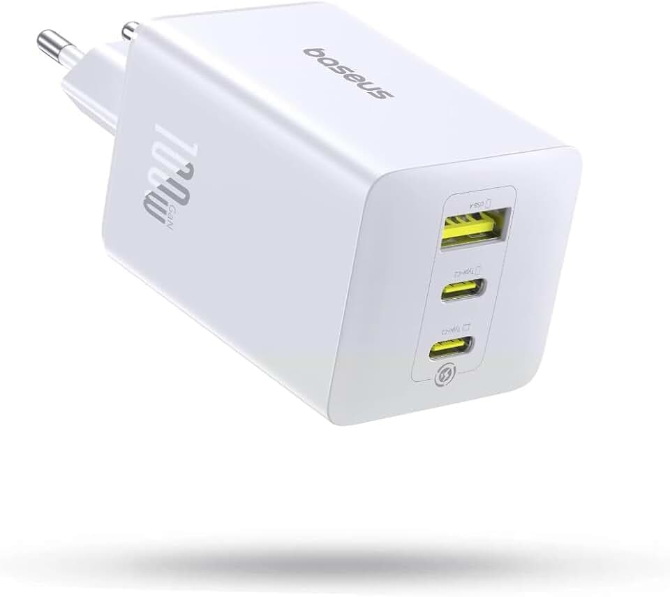 Baseus Enerfill USB C Ladegerät 100W, 3-Ports USB C Netzteil, PD Ladegerät mit PPS, GaN Schnellladegerät kompatibel mit MacBook Pro/Air, iPad, Laptop, iPhone 17/16/15/14, Galaxy S25, Pixel, Weiß