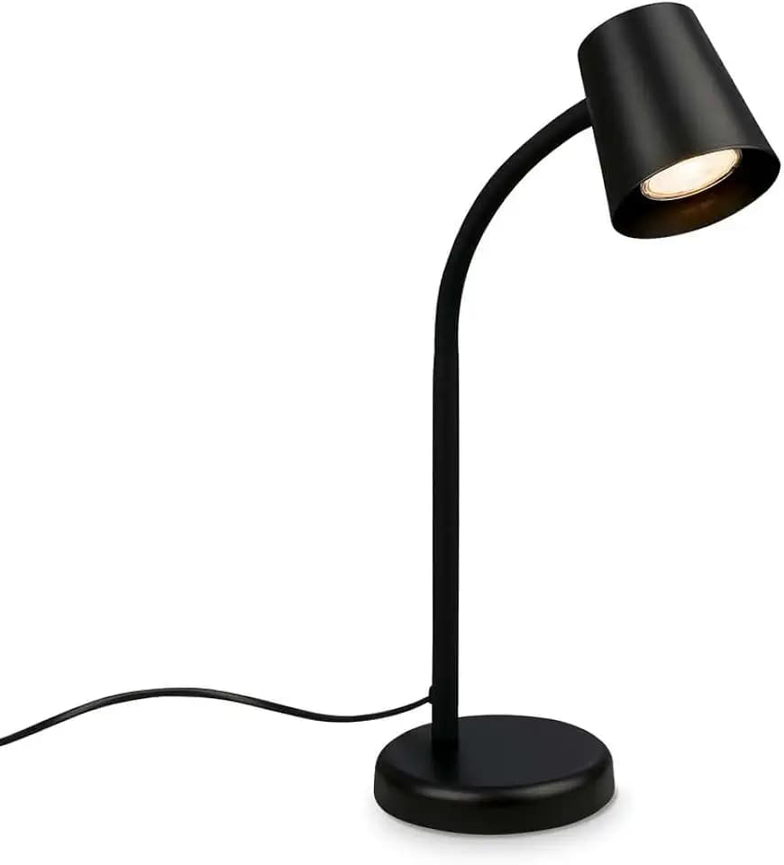 BRILONER – Nachttischlampe, Schreibtischlampe Schwenkbar, Tischlampe GU10 für Home Office mit Kabelschalter, Leselampe, Schwarz