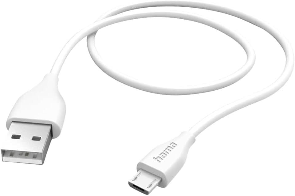 Hama USB A auf Micro USB Ladekabel, 1,5m - Schnellladung, Datenkabel, Handykabel, Maximal Kompatibel - Weiß