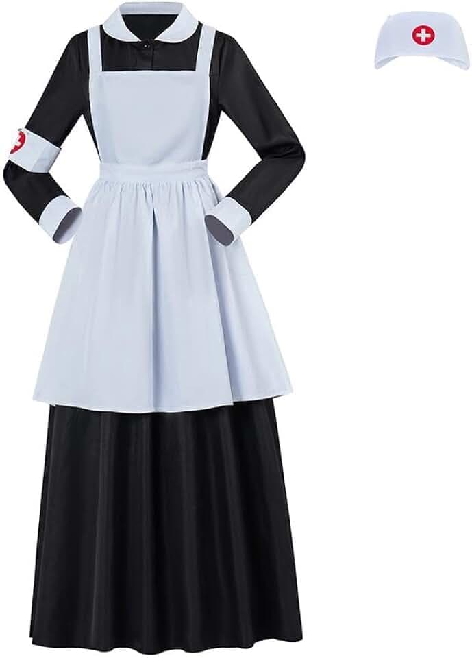 Florence Nightingale Costume Women Civil War Nurse Apron Dress