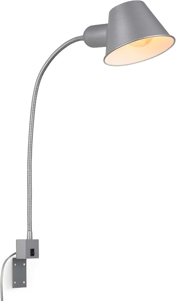 BRILONER - Leselampe mit Ein/Aus-Schalter, schwenkbar, viele Befestigungspositionen, Wandleuchte Innen, Wandlampe, Bettlampe, Lampe Bett, Leselicht, Nachttischlampe, 63x14 cm, Chrom-Matt