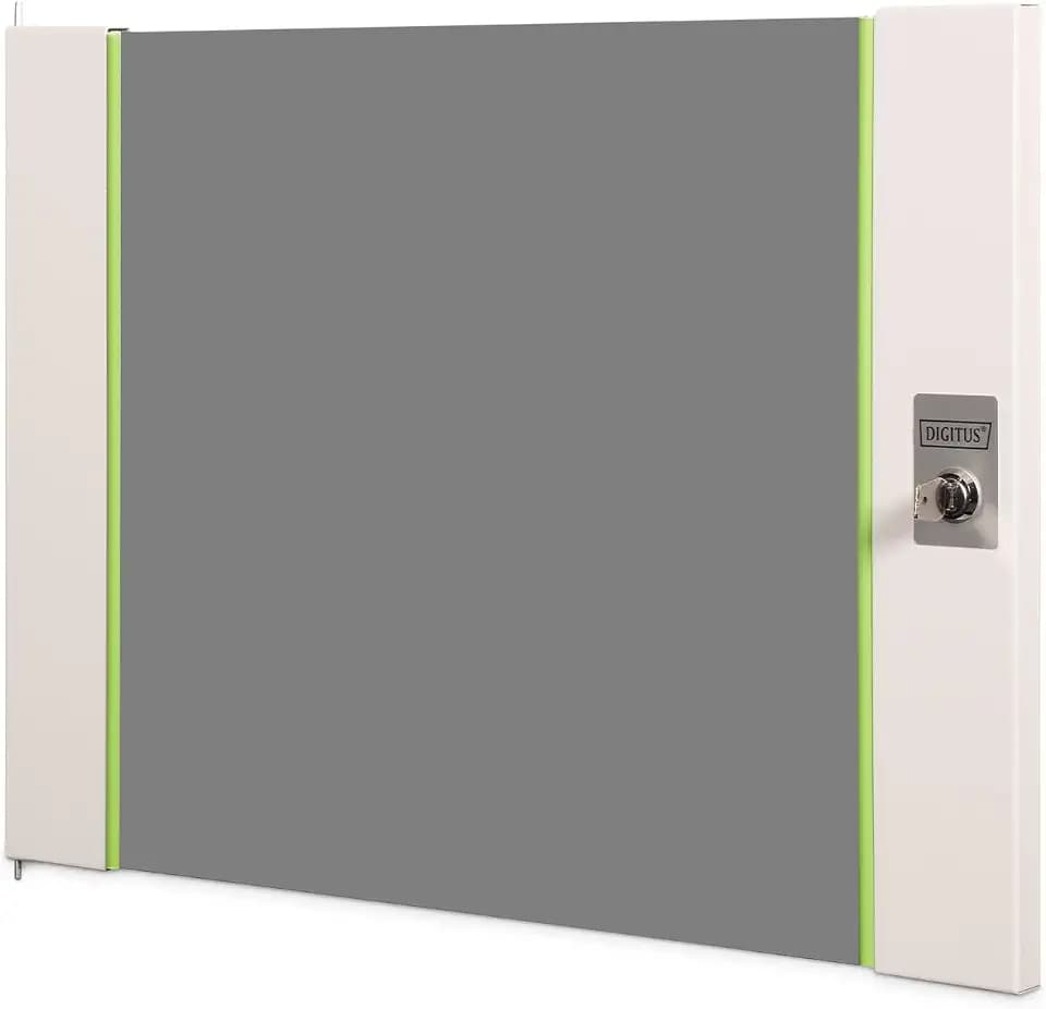 DIGITUS Glas-Ersatztür für Unique Netzwerkschrank – 9 HE – passend für DN-19 09-U, DN-19 09U-6/6, DN-19 09-U-3 – mit Schloss und Schlüssel – Sicherheitsglas – Grau