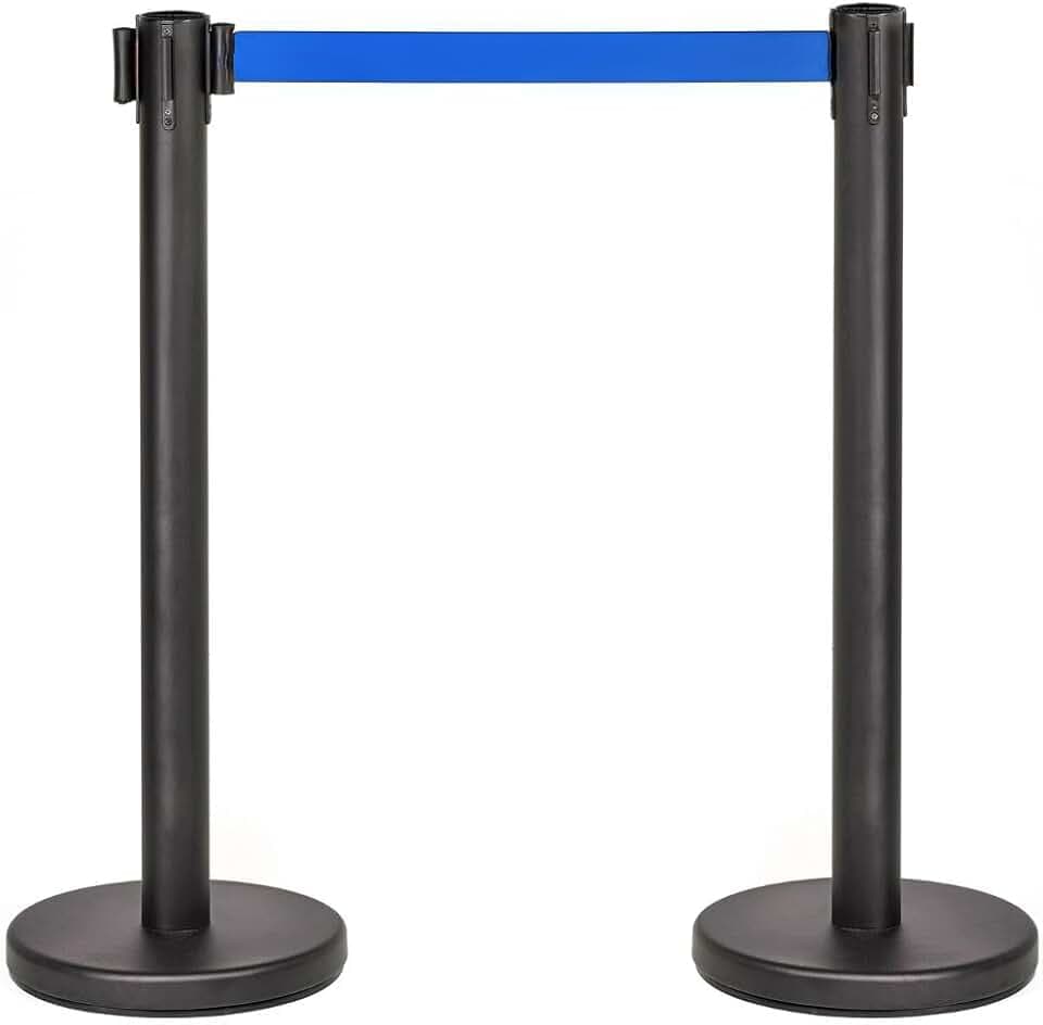 ausziehbares Trennpfostenband 3 Meter (2 Einheiten), Trennpfosten, Passierverbotsband, Begrenzungsband, einziehbarer ausziehbarer Bandpfosten, Betretungsverbotsband, ausziehbare Absperrung 3