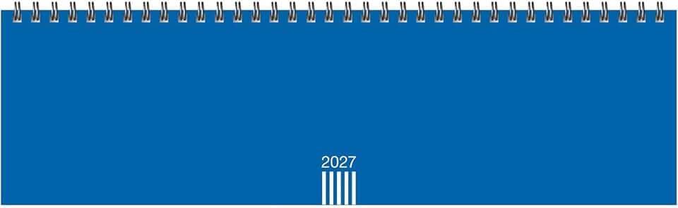 Wochenquerplaner, blau 2027: Praktischer Tischquerkalender zum Umklappen. Zeitloser Spiral-Kalender 2027 fürs Büro. Wochenplaner für den Schreibtisch.