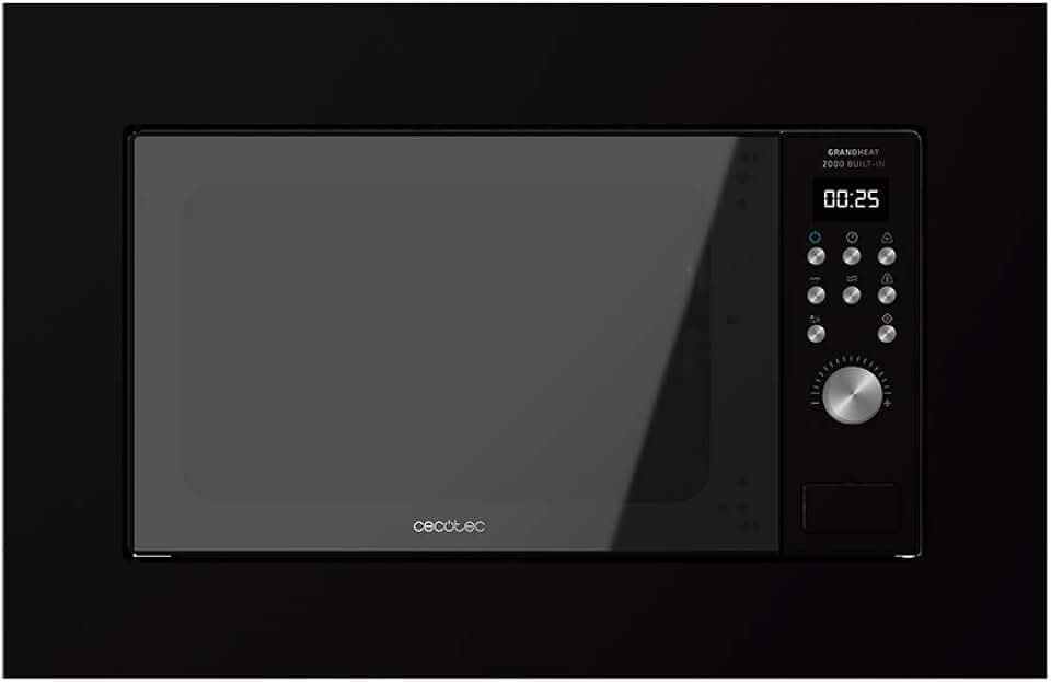 Cecotec Digitale und einbaubare Mikrowelle GrandHeat 2000 Built-in Black. 20 Liter Fassungsvermögen mit Grill und 700 W Leistung