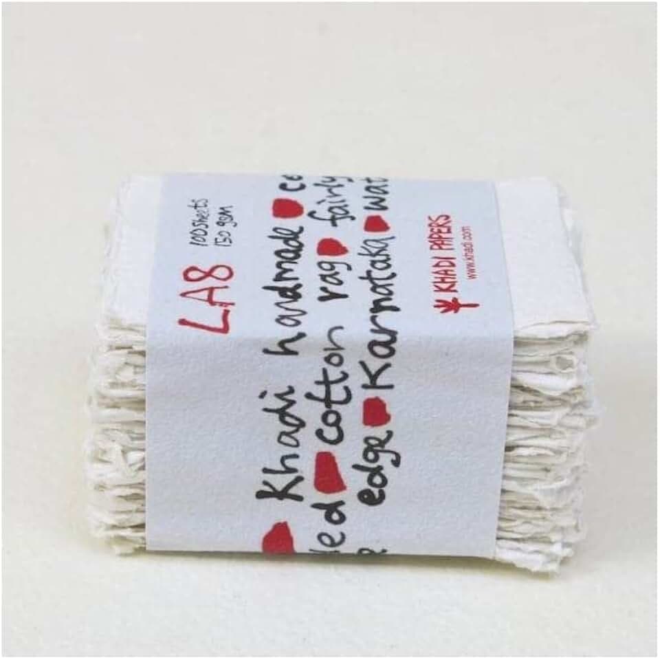 Khadi Papers - Handgefertigtes Visitenkartengröße (5 cm x 8 cm), Weiß, 150 g/m², 100 Blatt