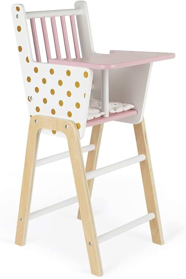 Janod - Candy Chic - Hochstuhl aus Holz für Puppen bis 42 cm - Puppenzubehör - Ab 3 Jahren, J05888