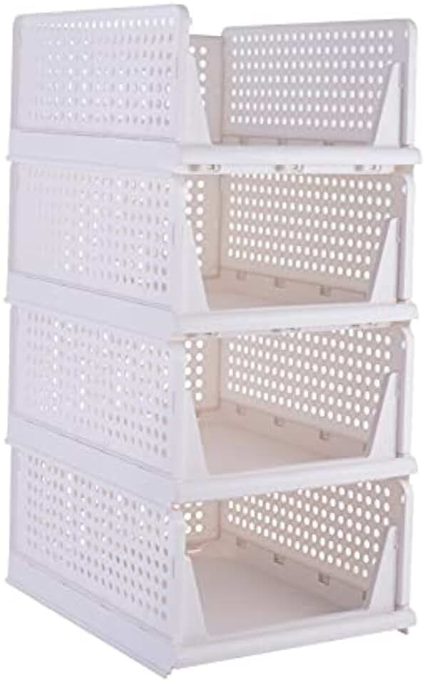 Kleiderschrank Ordnungssystem. Packung mit 4 Ordnungssystem Kleiderschrank für Kleidung. Stapelbarer Schrank Organizer. Organizer-Boxen sparen Platz. (L-44x34x18,5)